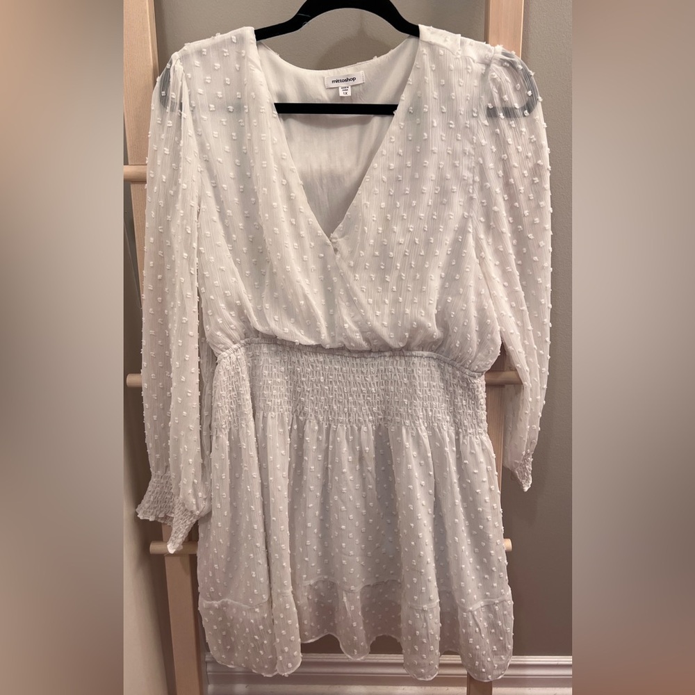 Mittoshop White Textured MIni Dress